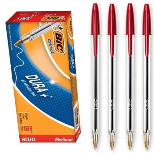 Boligrafo Mediano Cristal Rojo